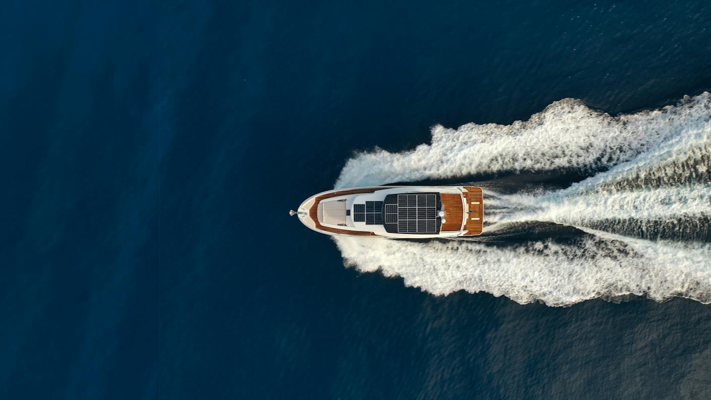 Greenline solar-equipped yacht viewed from above